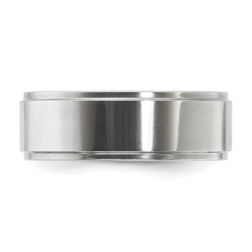Vitalium Polished Ridged Edge Flat 8mm Band