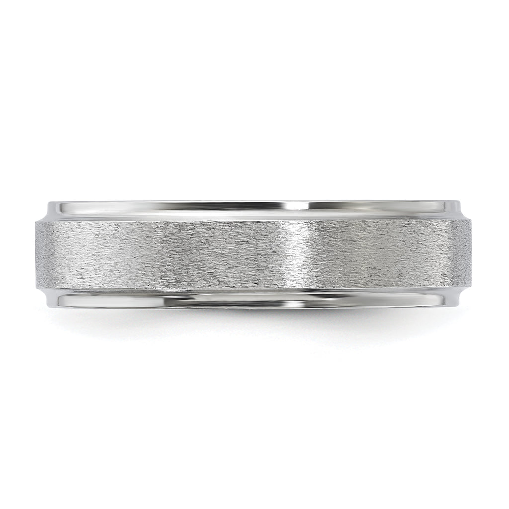 Vitalium Grain Finish Center Ridged Edge Flat 6mm Band