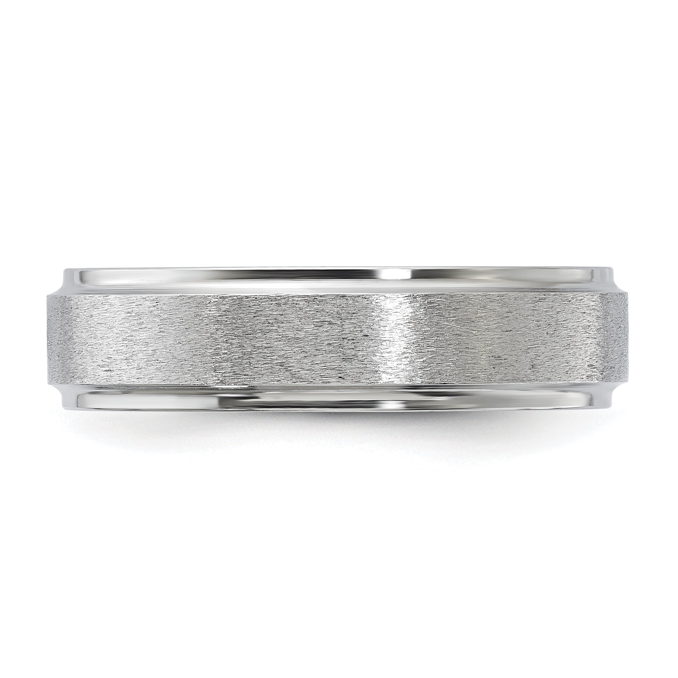 Vitalium Grain Finish Center Ridged Edge Flat 6mm Band