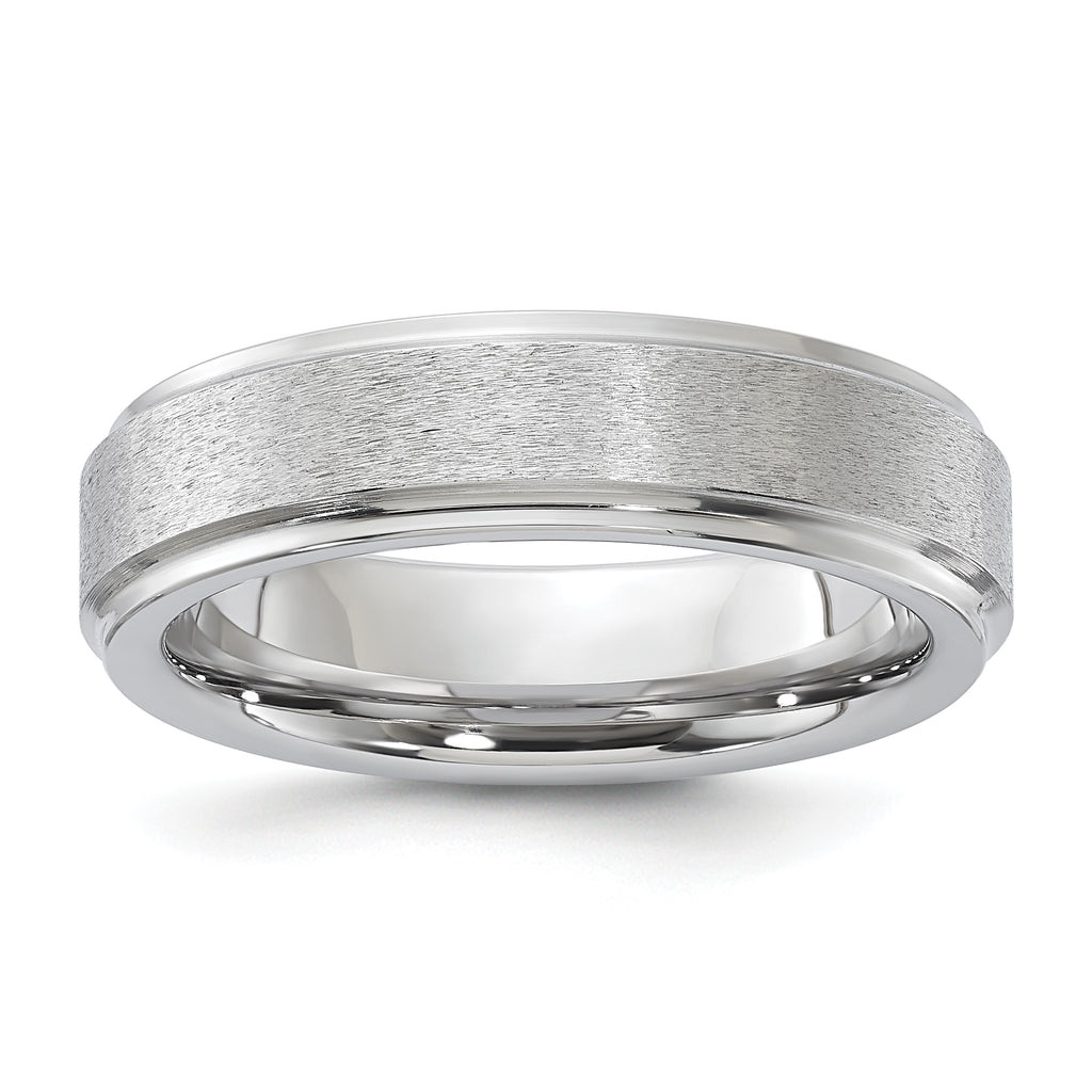 Vitalium Grain Finish Center Ridged Edge Flat 6mm Band