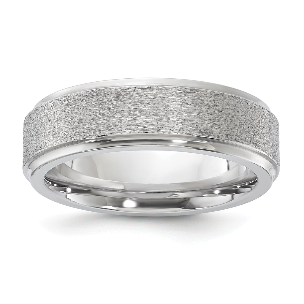 Vitalium Grain Finish Center 7mm Ridged Edge Flat Band