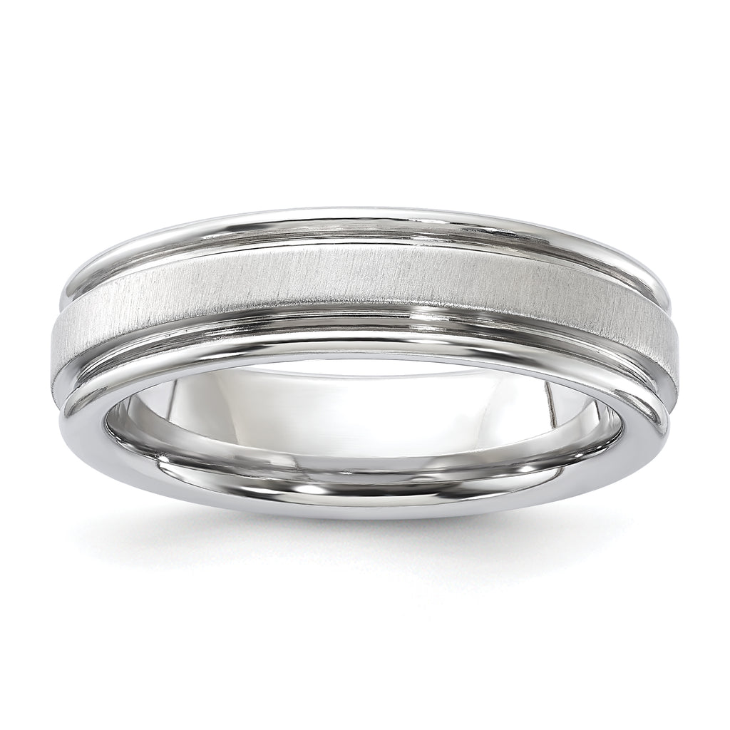 Vitalium Satin Finish Center Rounded Edge 6mm Band