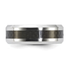 Vitalium Black Polished Carbon Fiber Inlay Beveled Edge 8mm Band