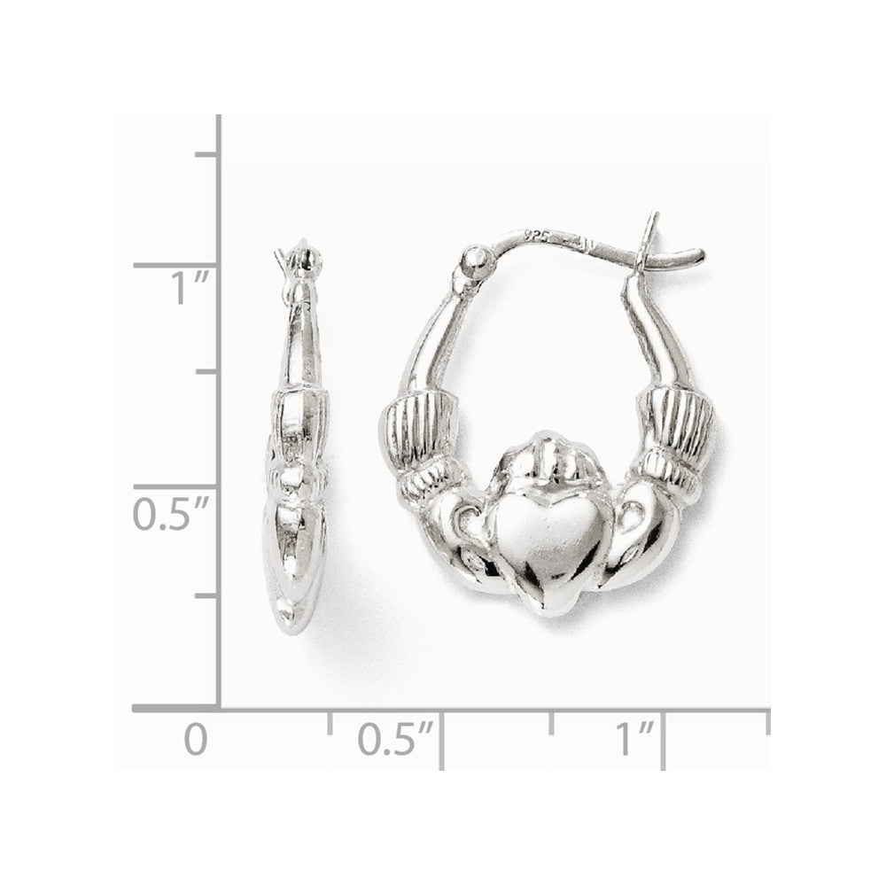 Leslie's Sterling Silver Polished Claddagh Hinged Hoop Earrings