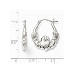 Leslie's Sterling Silver Polished Claddagh Hinged Hoop Earrings