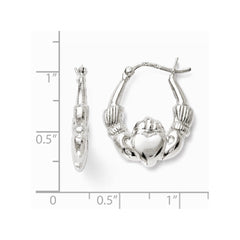 Leslie's Sterling Silver Polished Claddagh Hinged Hoop Earrings