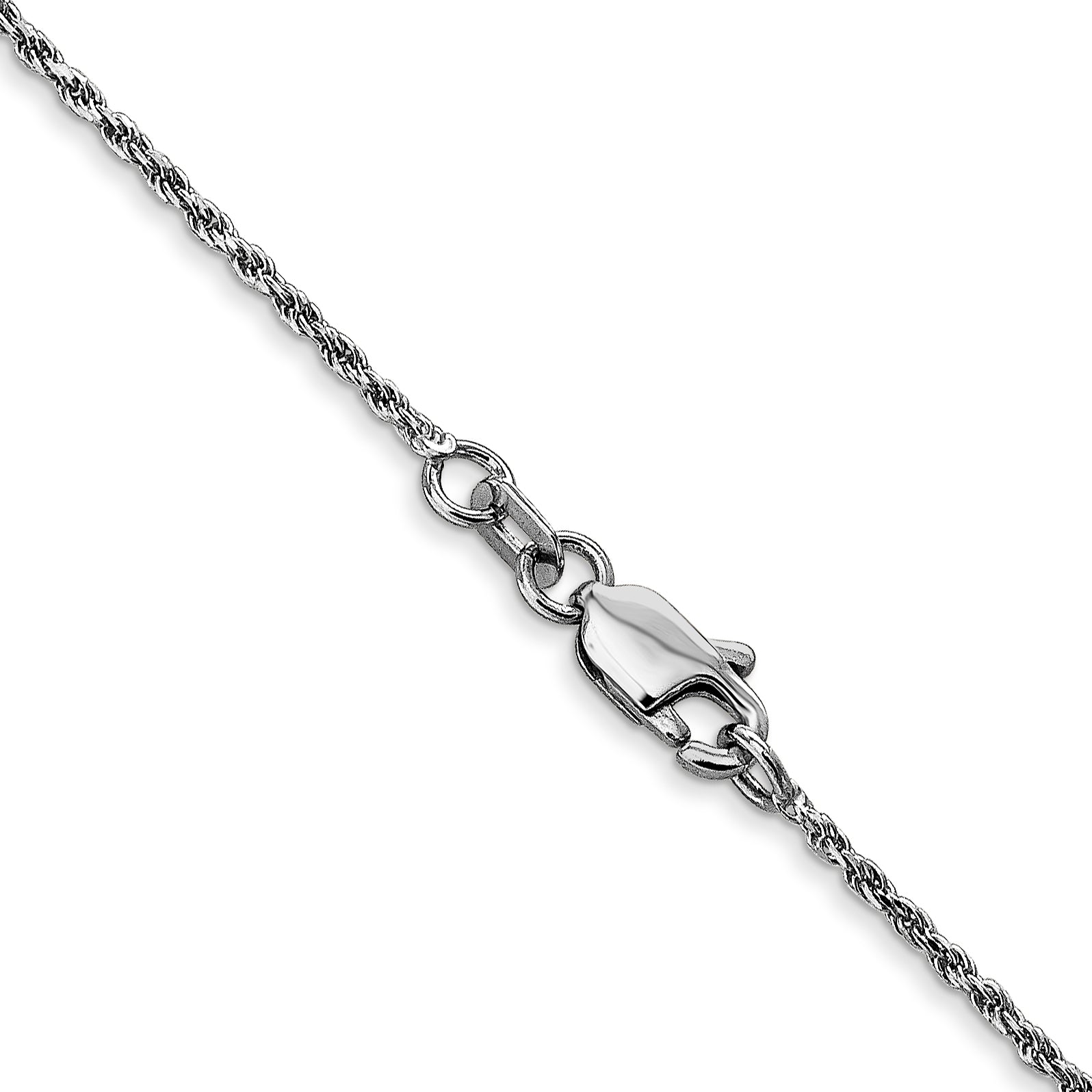 14K White Gold 14 inch 1.15mm Diamond-cut Machine Made Rope with Lobster Clasp Chain Chain