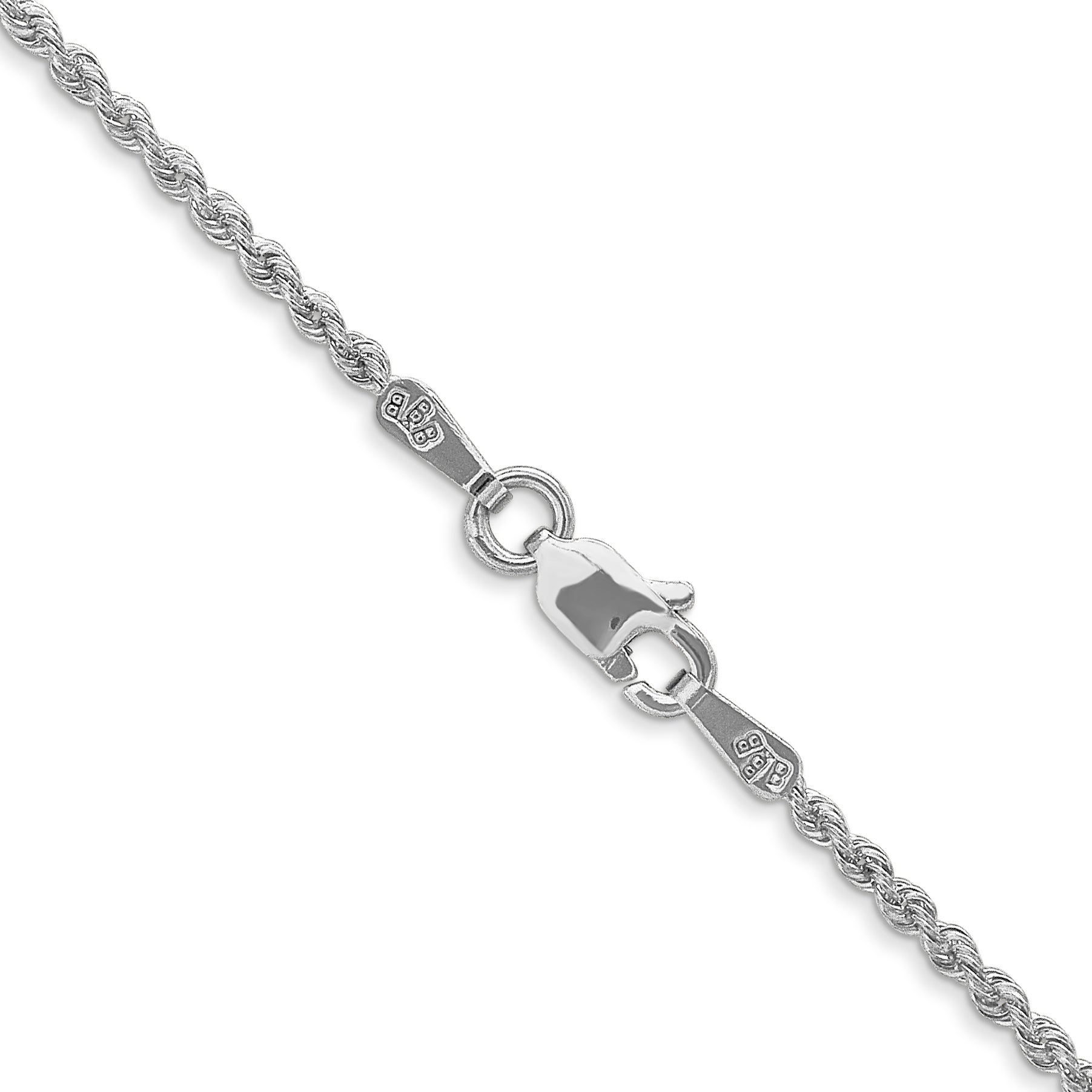 14K White Gold 16 inch 1.5mm Regular Rope with Lobster Clasp Chain