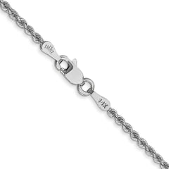 14K White Gold 16 inch 2mm Regular Rope with Lobster Clasp Chain