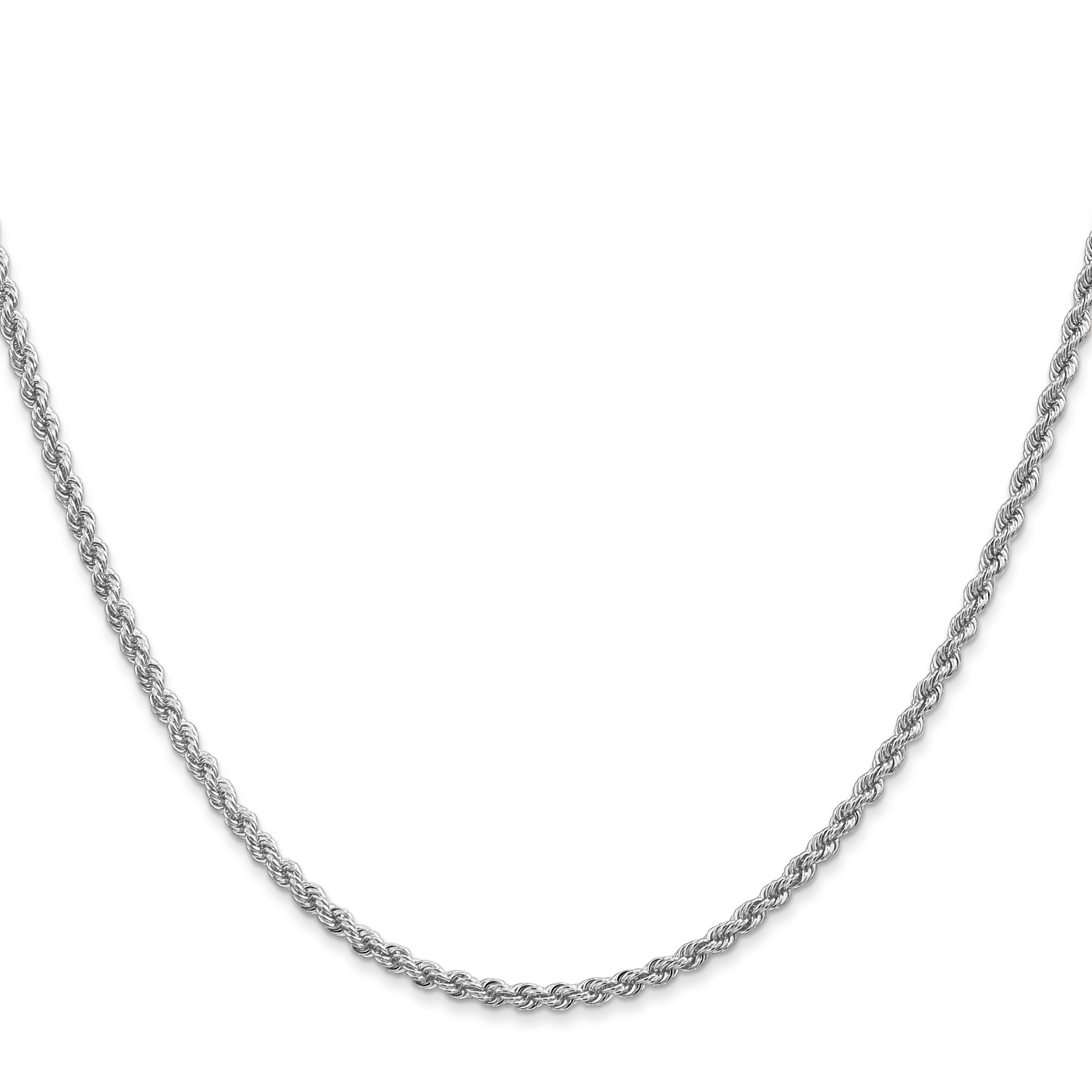 14K White Gold 16 inch 2.25mm Regular Rope with Lobster Clasp Chain