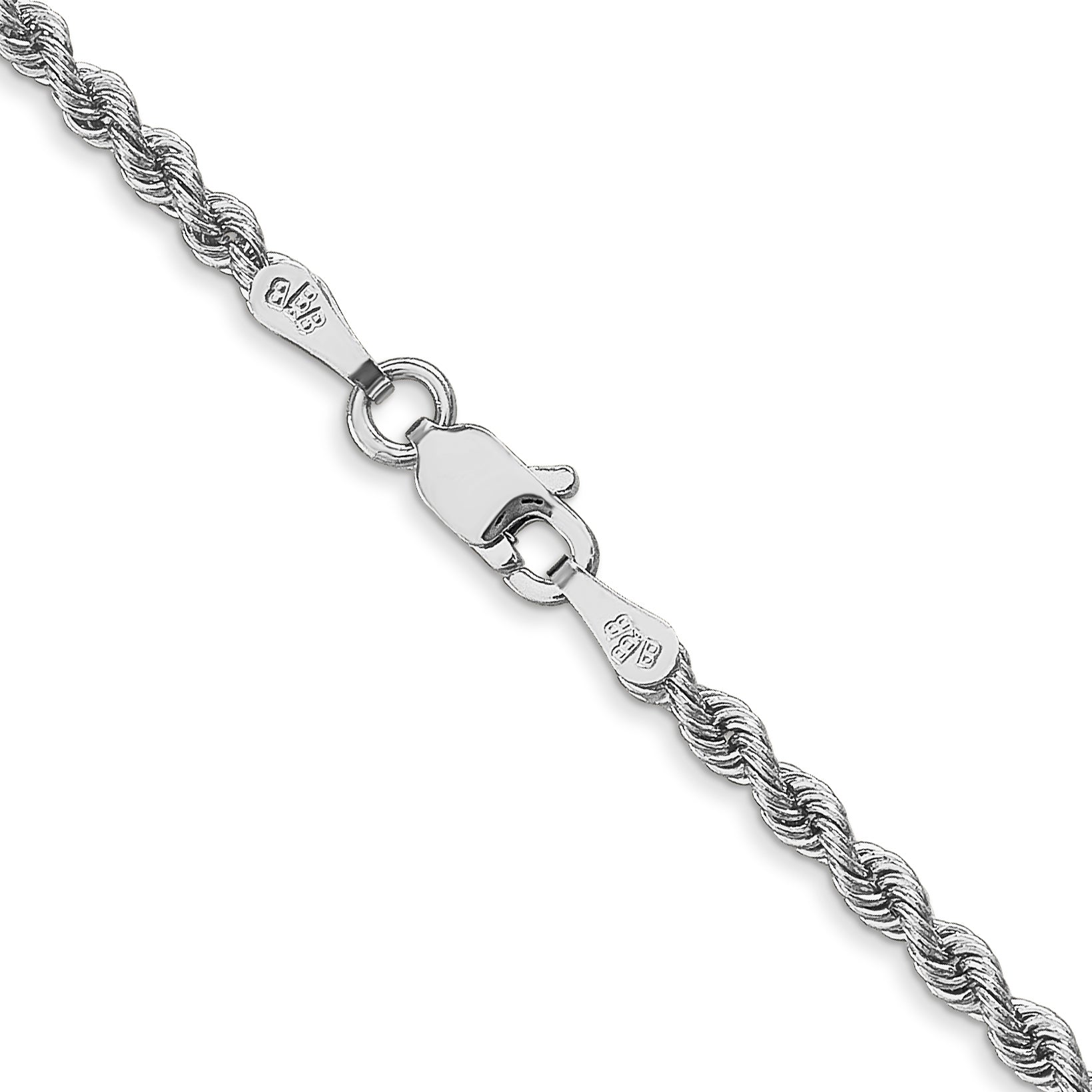 14K White Gold 16 inch 2.5mm Regular Rope with Lobster Clasp Chain