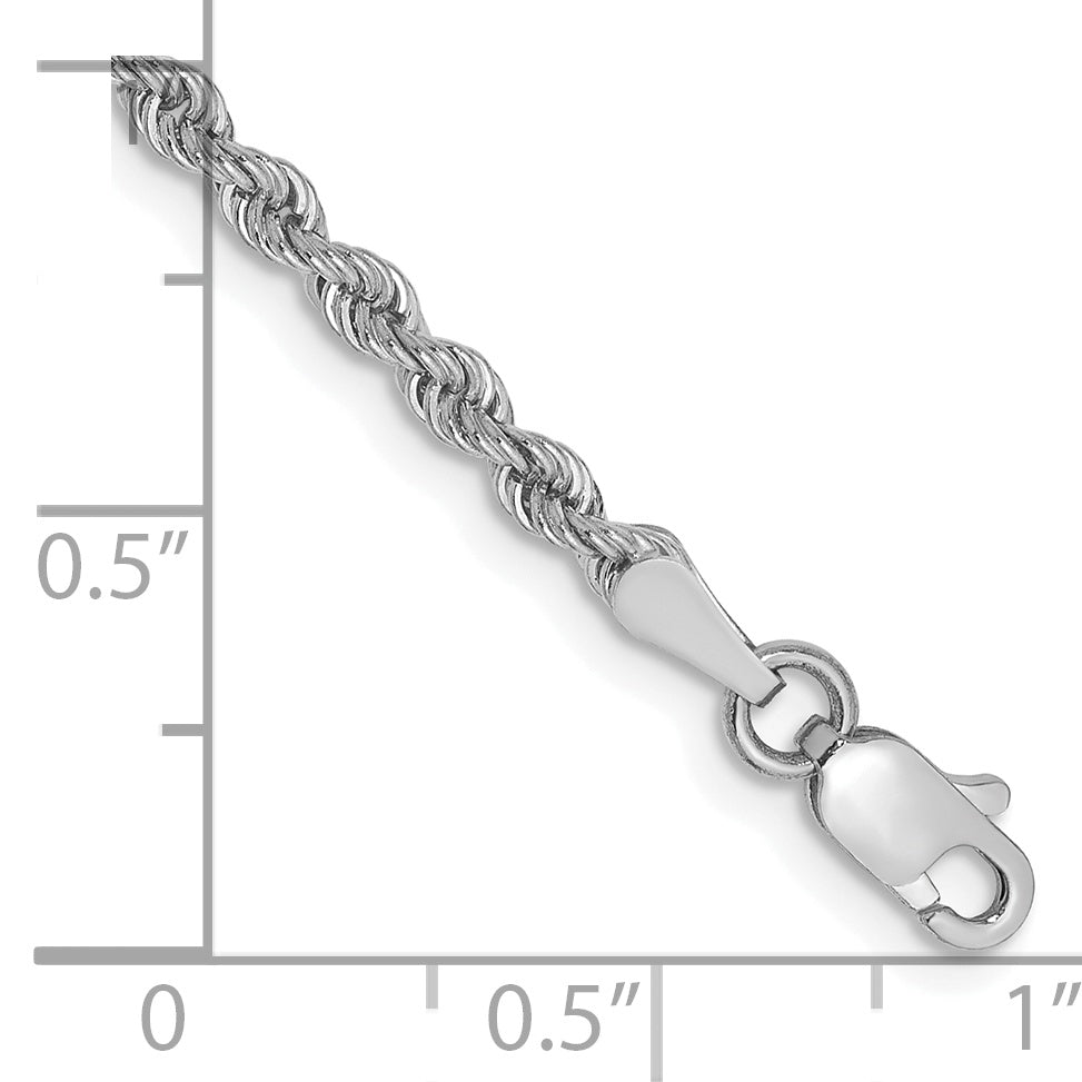 14K White Gold 7 inch 2.5mm Regular Rope with Lobster Clasp Chain - 7