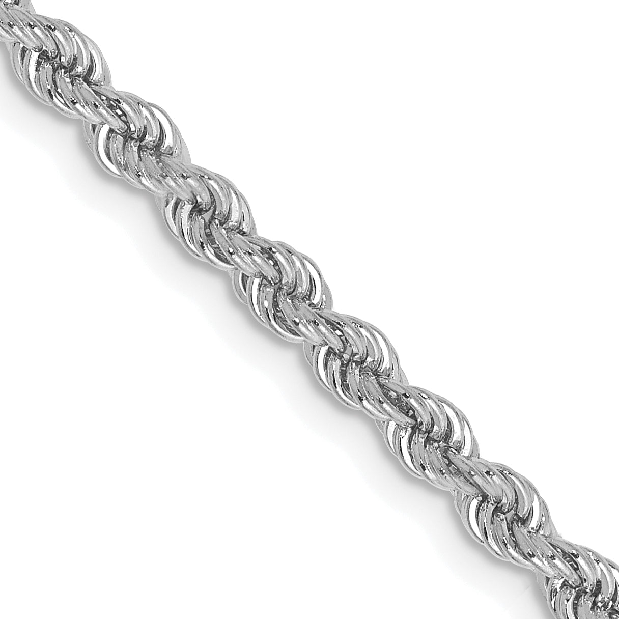 14K White Gold 30 inch 2.75mm Regular Rope with Lobster Clasp Chain