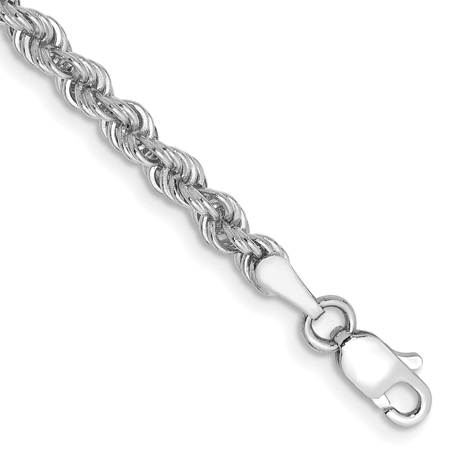 14K White Gold 7 inch 3mm Regular Rope with Lobster Clasp Chain Main image