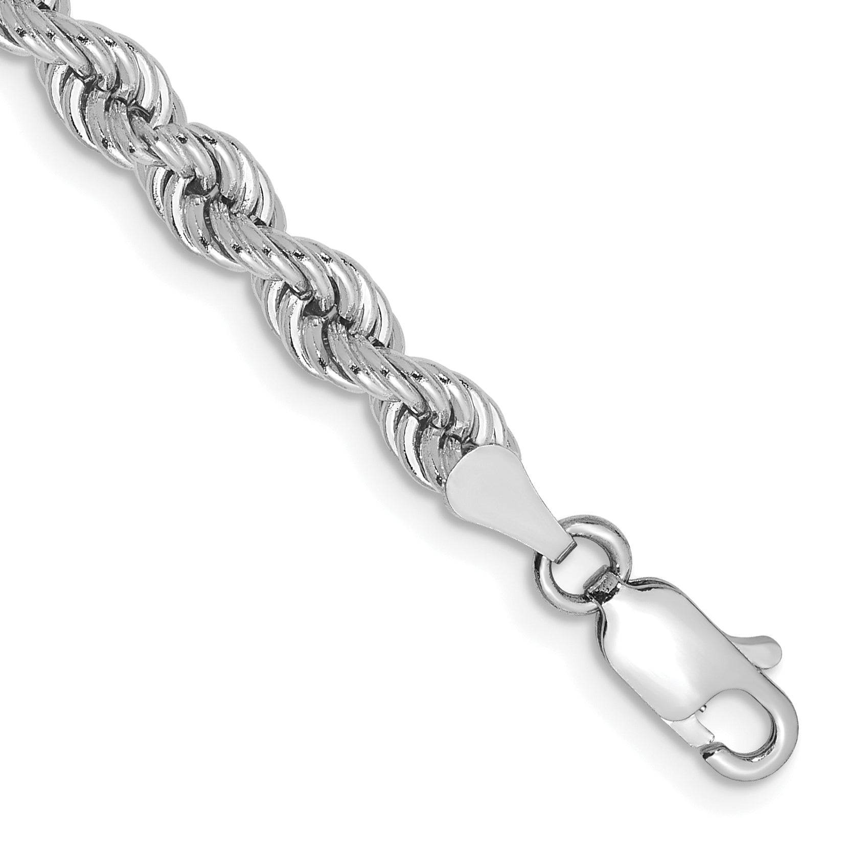 14K White Gold 7 inch 4mm Regular Rope with Lobster Clasp Chain Main image