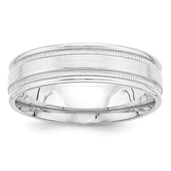 14K White Gold Heavy Comfort Fit Fancy Band