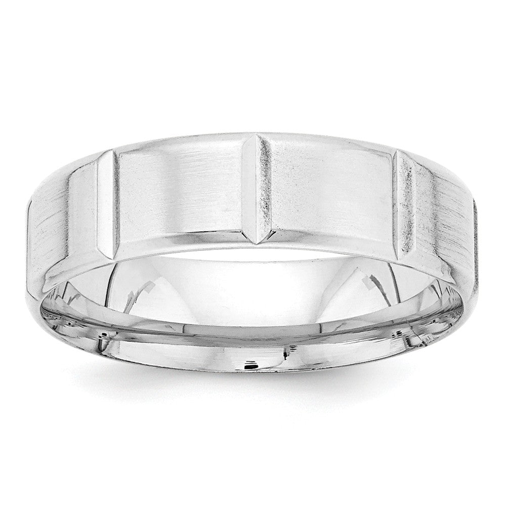 14K White Gold Heavy Comfort Fit Fancy Band