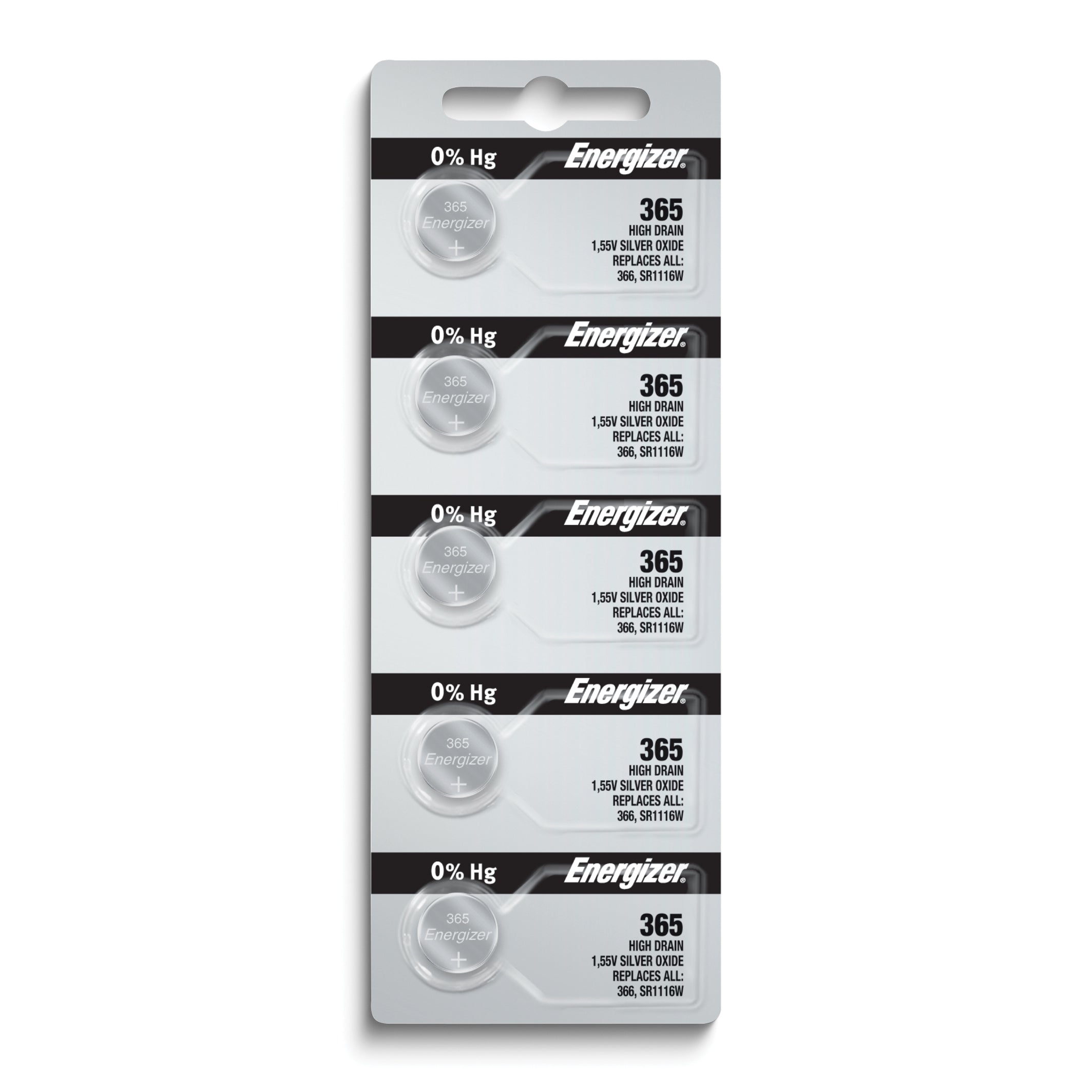 Pkg/(5) Type 365/366 Energizer Watch Batteries Tear Strip