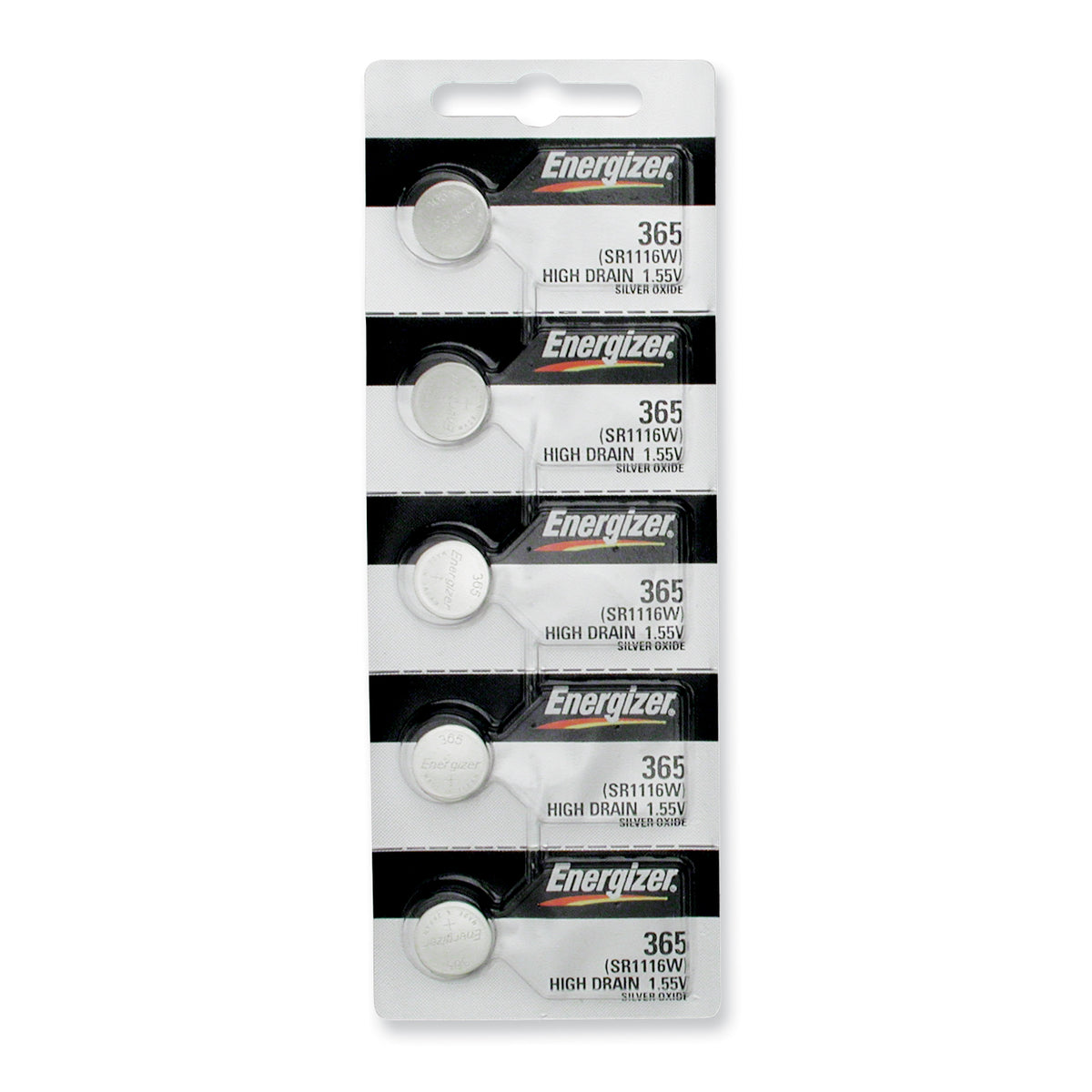 Pkg/(5) Type 365/366 Energizer Watch Batteries Tear Strip