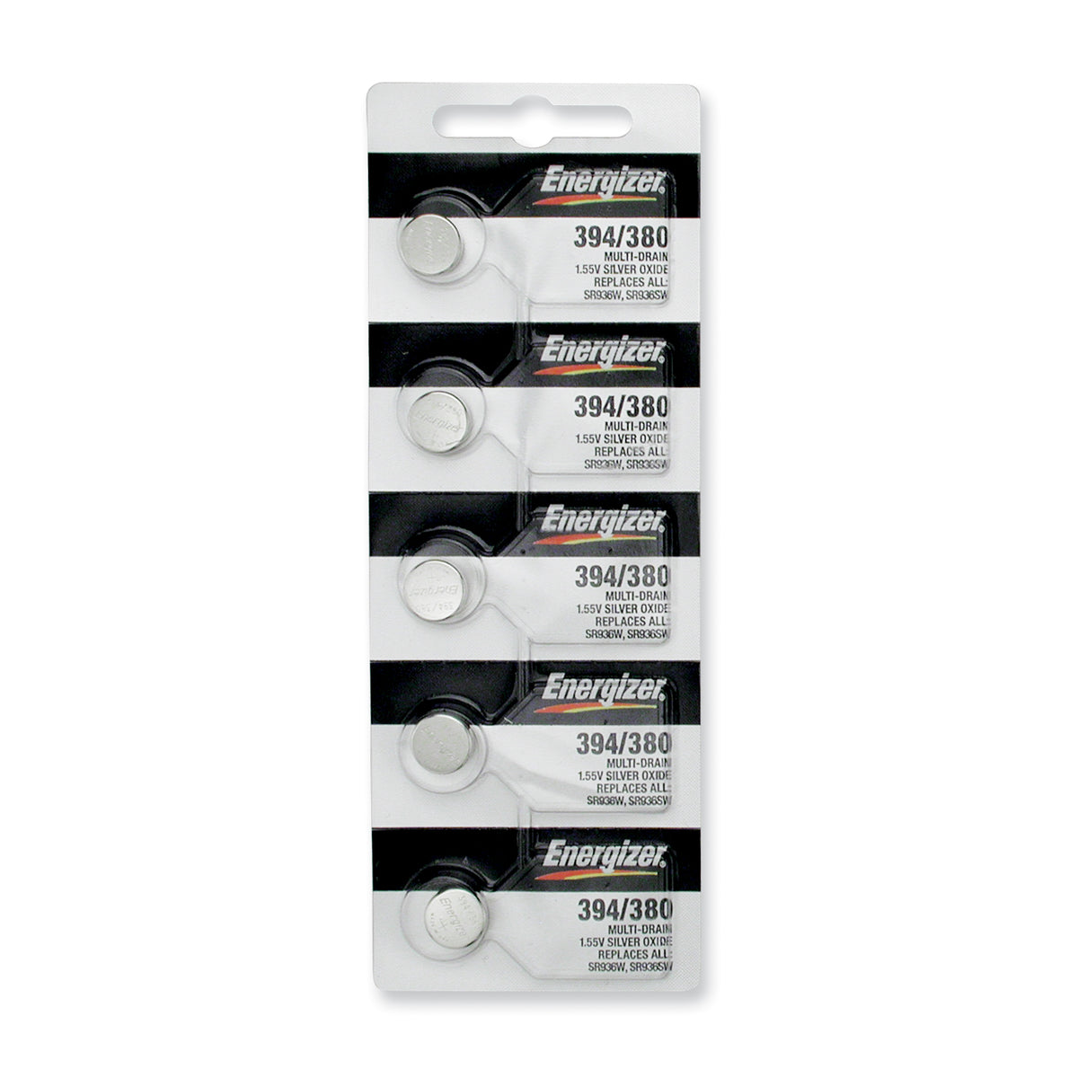 Pkg/(5) Type 394/380 Energizer Watch Batteries Tear Strip