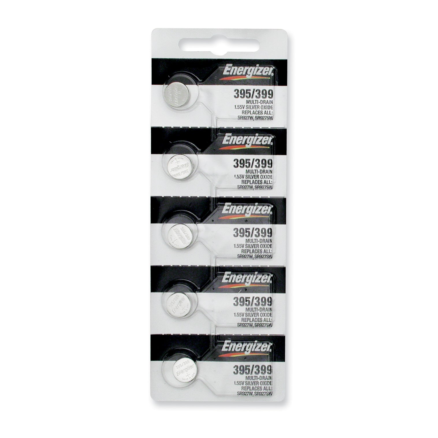 Pkg/(5) Type 395/399 Energizer Watch Batteries Tear Strip