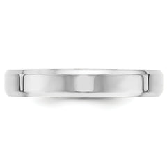 10k White Gold 4mm Beveled Edge Comfort Fit Wedding Band Size 4