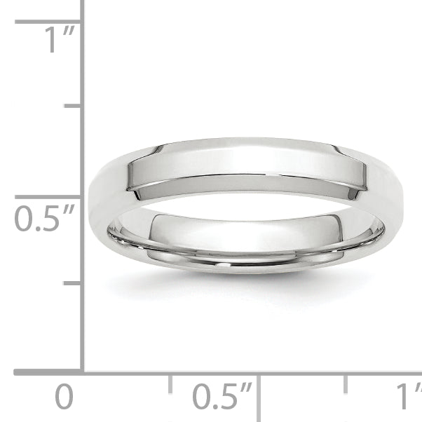 10k White Gold 4mm Beveled Edge Comfort Fit Wedding Band Size 4