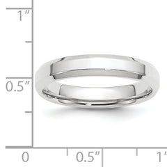 10k White Gold 4mm Beveled Edge Comfort Fit Wedding Band Size 4