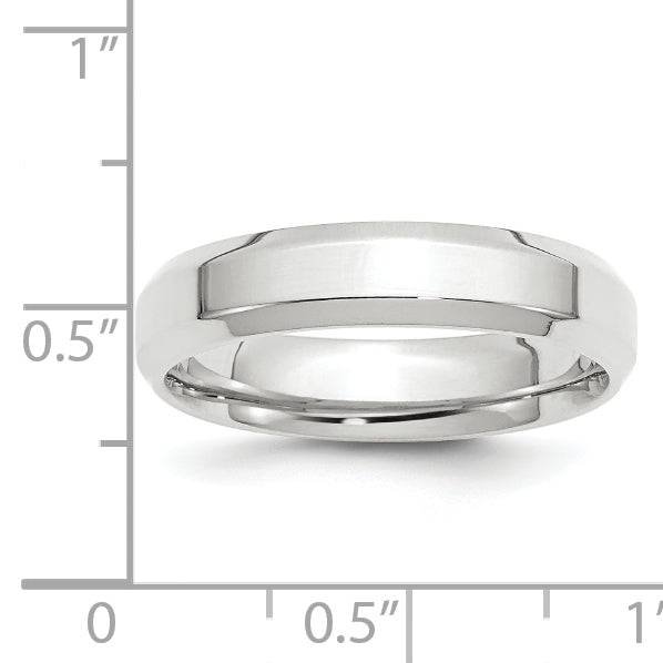 10k White Gold 5mm Beveled Edge Comfort Fit Wedding Band Size 4