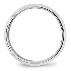 10k White Gold 7mm Beveled Edge Comfort Fit Wedding Band Size 4