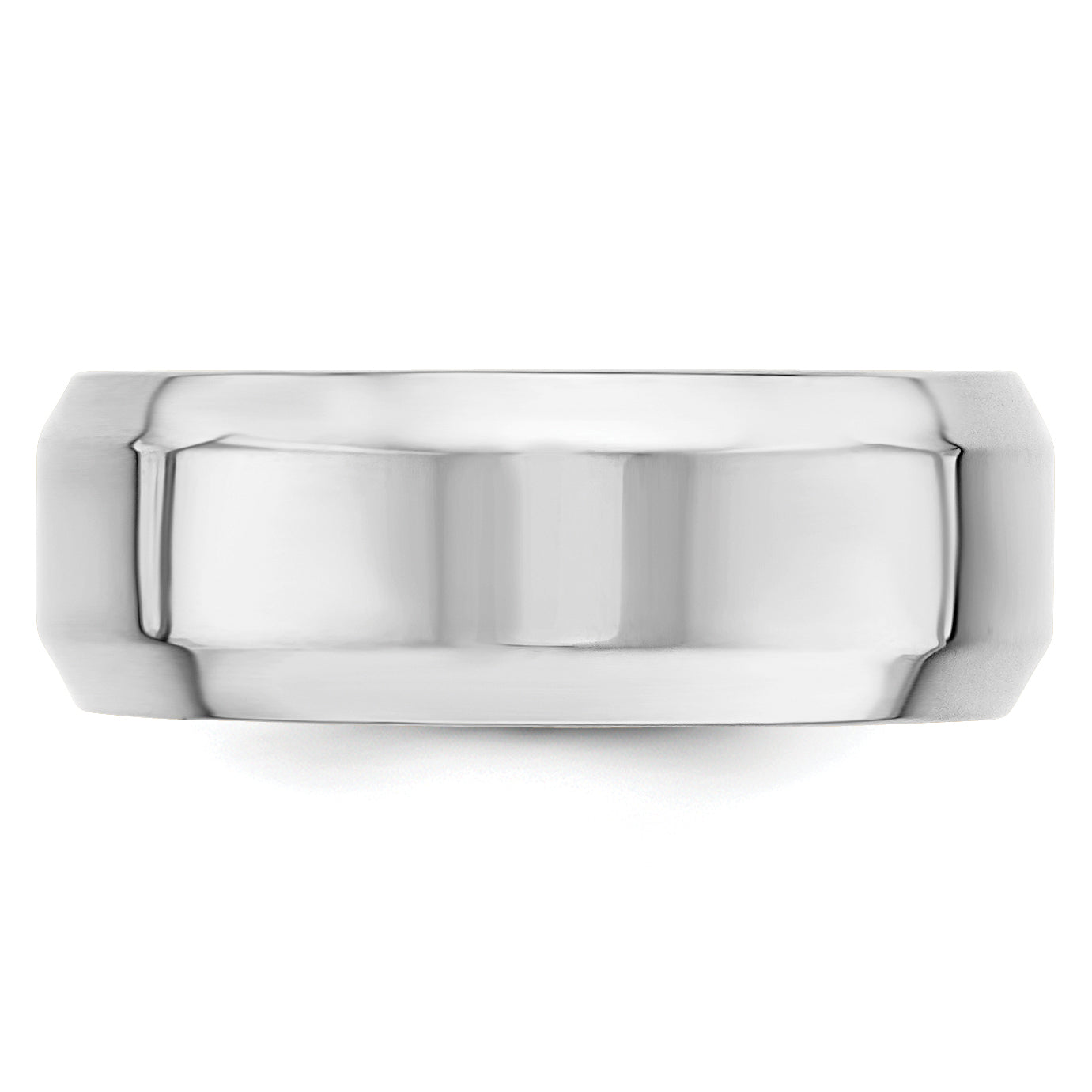 10k White Gold 8mm Beveled Edge Comfort Fit Wedding Band Size 4