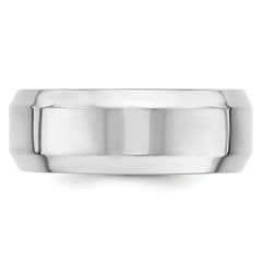 10k White Gold 8mm Beveled Edge Comfort Fit Wedding Band Size 4