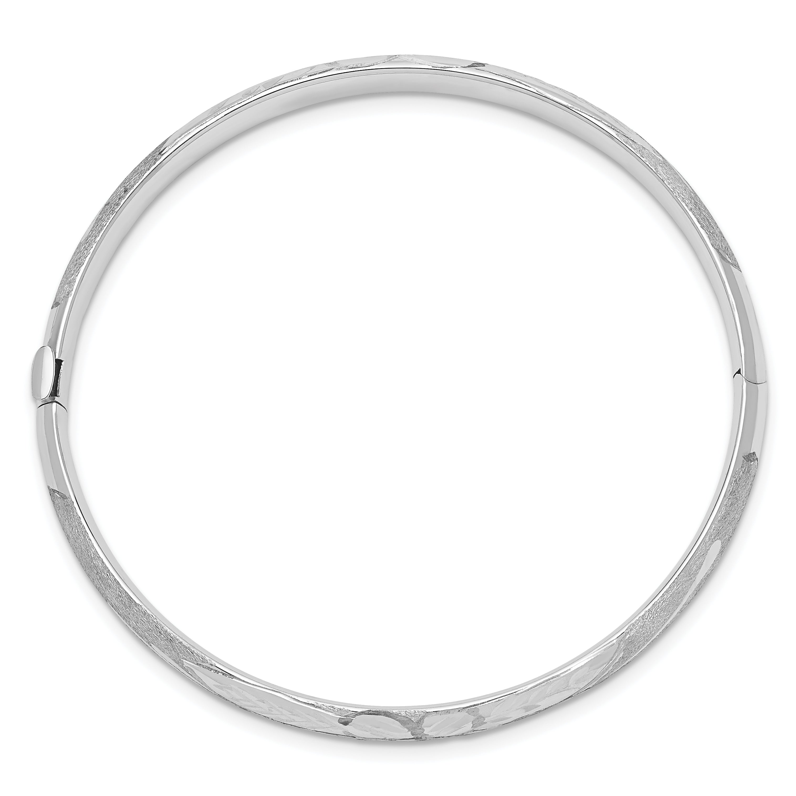 14k 3/16 White Gold Florentine Hinged Baby Bangle Secondary image