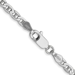 14K White Gold 16 inch 3mm Concave Anchor with Lobster Clasp Chain