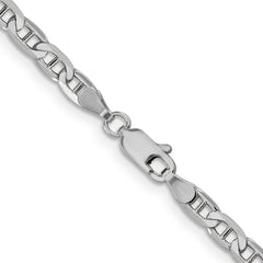 14K White Gold 18 inch 3.75mm Concave Anchor with Lobster Clasp Chain