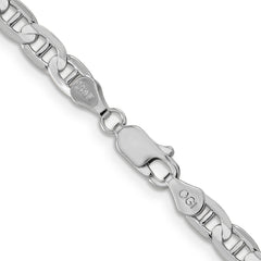 14K White Gold 8 inch 3.75mm Concave Anchor with Lobster Clasp Chain