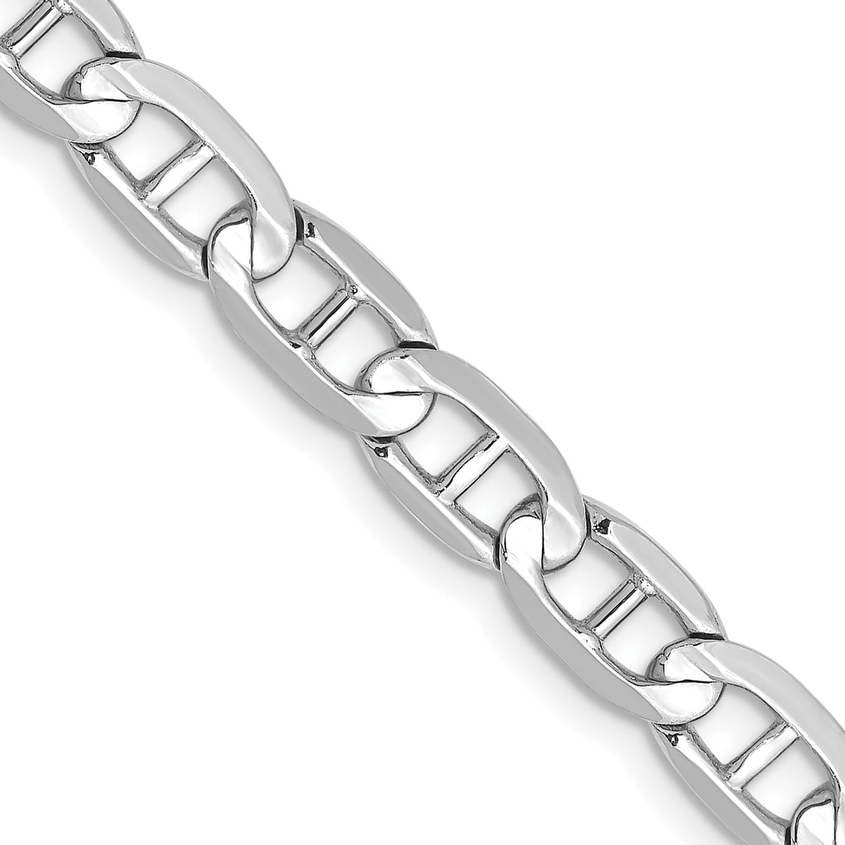 14K White Gold 24 inch 5.25mm Concave Anchor with Lobster Clasp Chain