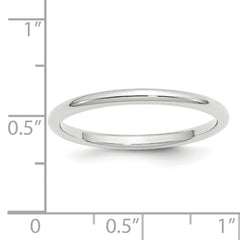 10k White Gold 2mm Standard Weight Comfort Fit Wedding Band Size 4