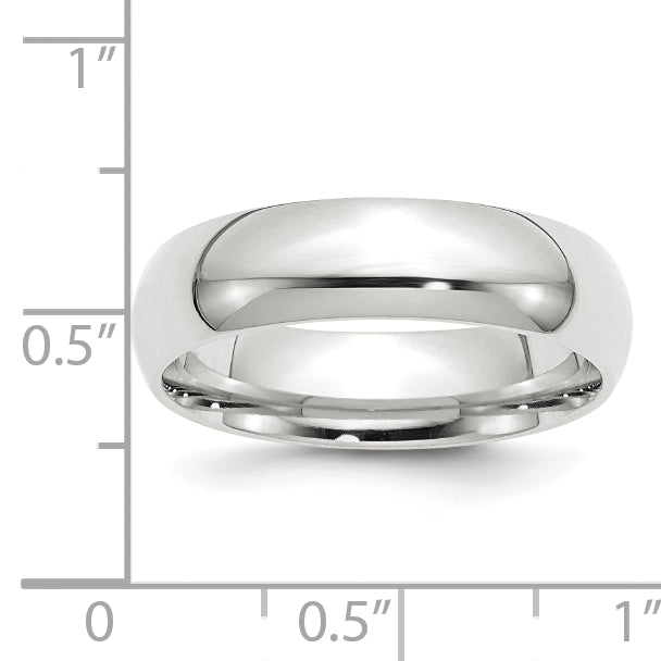 10k White Gold 6mm Standard Weight Comfort Fit Wedding Band Size 4