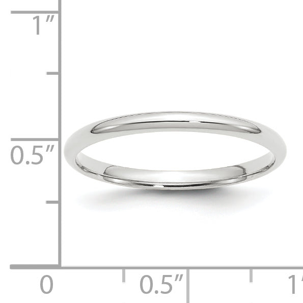 10k White Gold 2mm Lightweight Comfort Fit Wedding Band Size 4