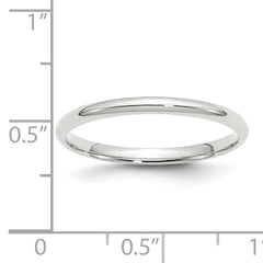 10k White Gold 2mm Lightweight Comfort Fit Wedding Band Size 4