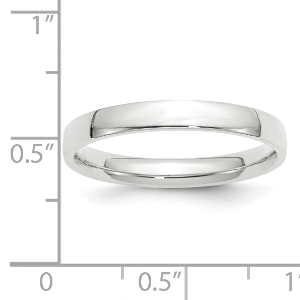 10k White Gold 3mm Lightweight Comfort Fit Wedding Band Size 4