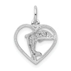 14K White Gold Dolphin in Heart Charm