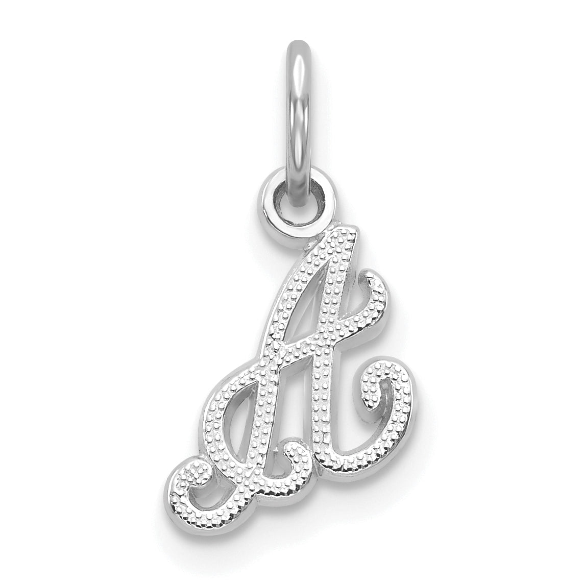 14KW White Gold Casted Script Letter A Initial Charm Main image