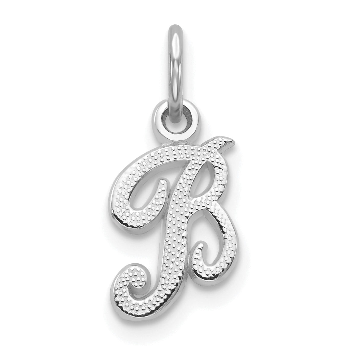 14KW White Gold Casted Script Letter B Initial Charm Main image