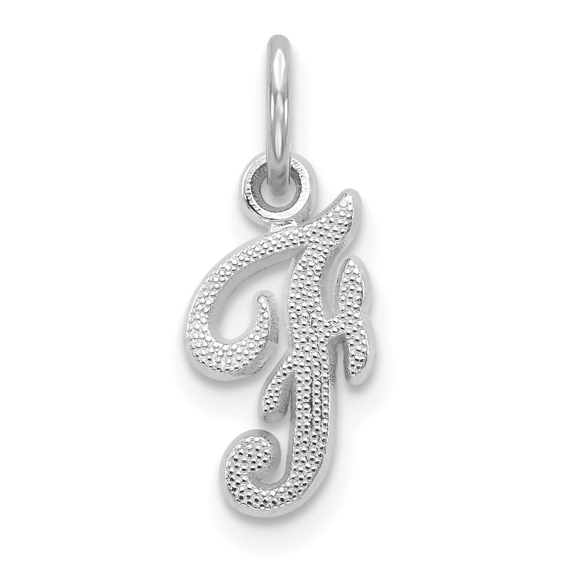 14KW White Gold Casted Script Letter F Initial Charm Main image