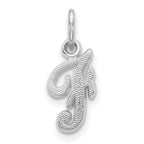 14KW White Gold Casted Script Letter F Initial Charm