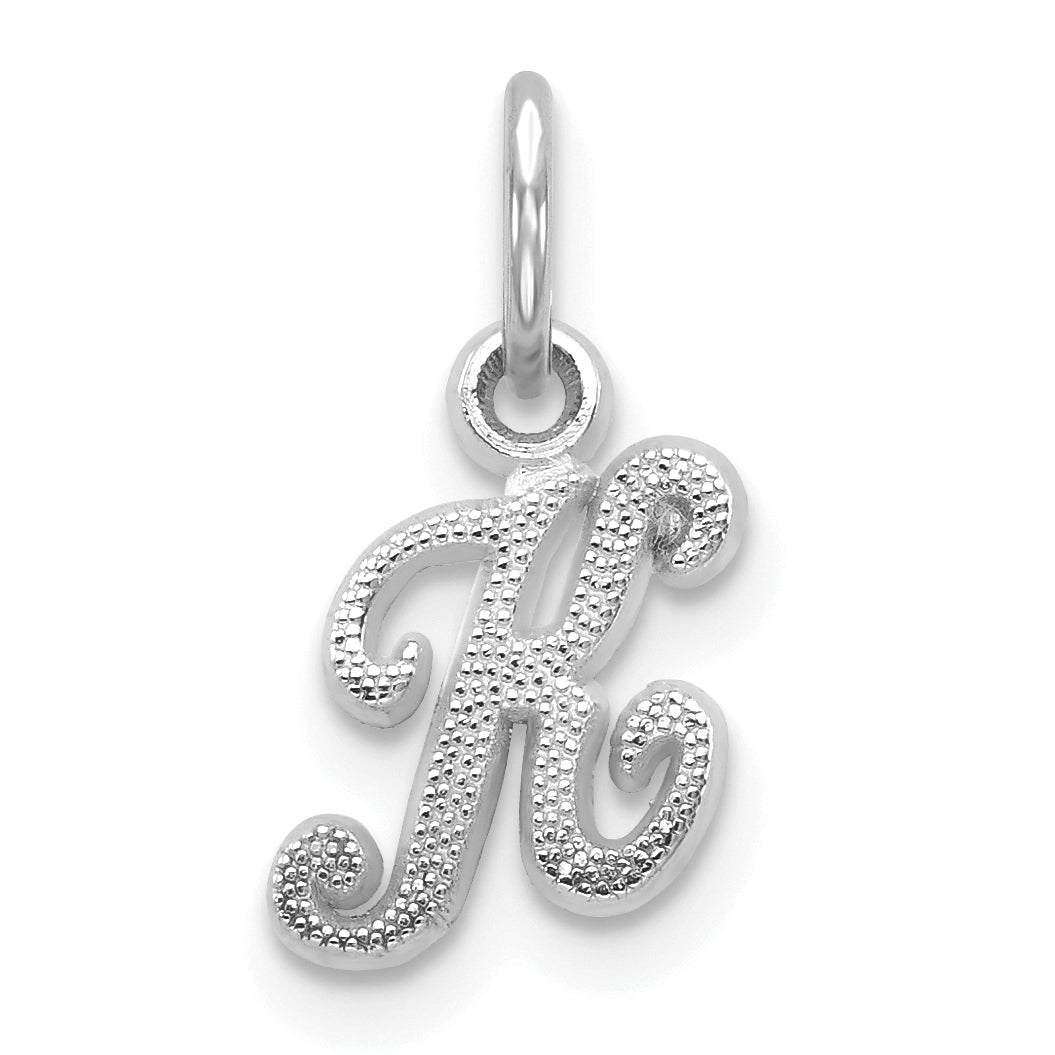 14KW White Gold Casted Script Letter K Initial Charm Main image