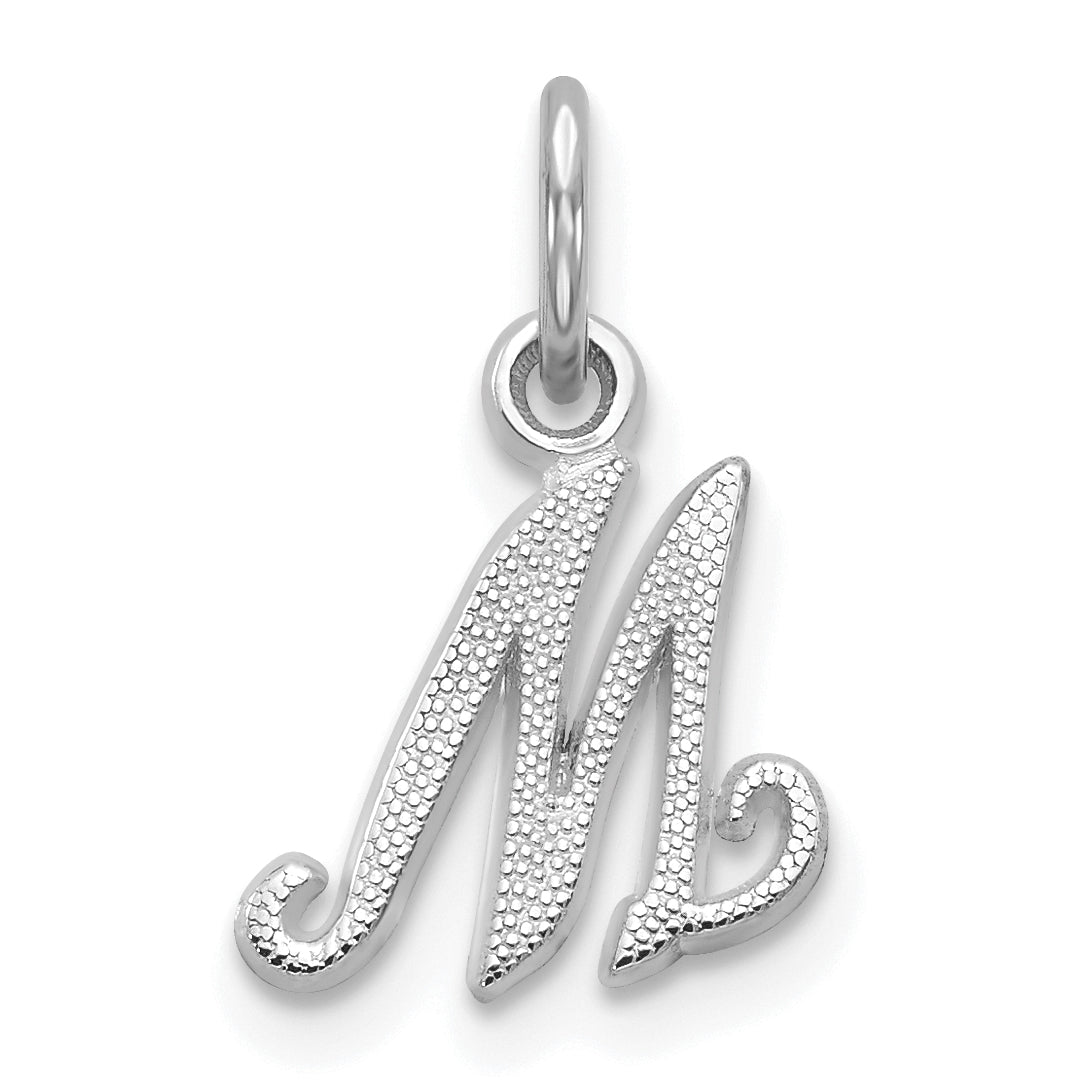14KW White Gold Casted Script Letter M Initial Charm Main image