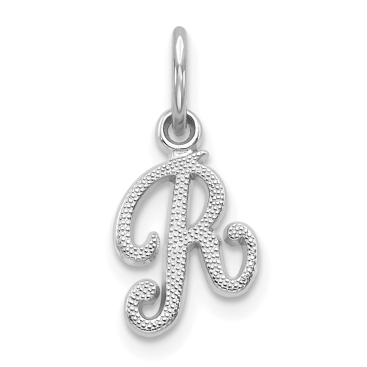 14KW White Gold Casted Script Letter R Initial Charm Main image